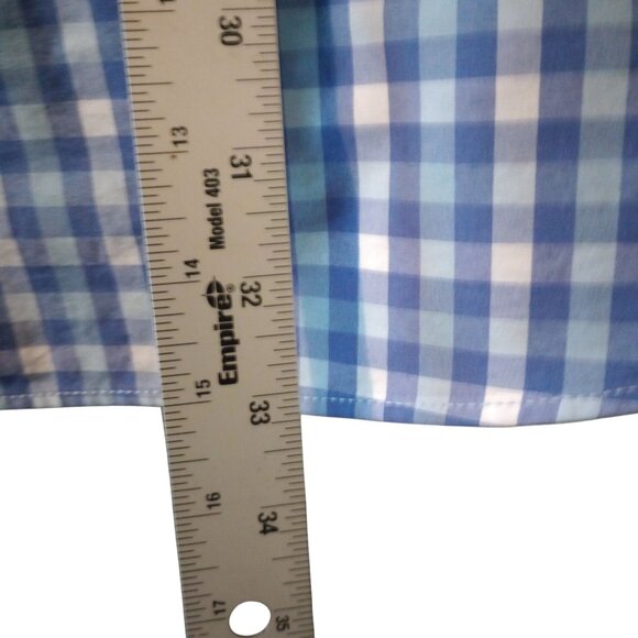 Peter Millar Summer Comfort Long Sleeve Blue White Check Button-Up Shirt XXL - Picture 6 of 6